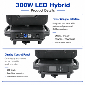 300W <b>LED</b> Hybrid Beam Spot Wash 3-<b>in</b>-1 Moving Head <b>Light</b> for Stage, DJ, and Concert Shows - Product Image 4