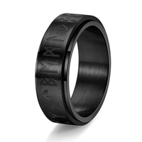 Bague rotative en acier inoxydable pour homme, thème runes vikings nordiques, importée de l'étranger, avec fonction veilleuse pour soulager le stress