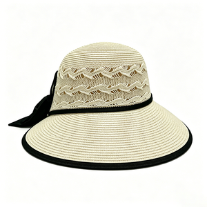 Women's Floppy Curved Brim <b>Straw</b> Sun <b>Hat</b> with Bow, Hollow Woven Summer Beach <b>Hat</b>, UPF50+ Anti-UV Travel Cap Outdoor Daily Wear - Product Image 3