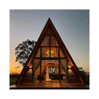 Maison en bois préfabriquée triangulaire, cadre en cèdre ignifuge 2BR, arbre de traitement écologique, villa, balcon étanche