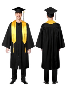 Ensemble personnalisé <span class=keywords><strong>de</strong></span> toque, robe <span class=keywords><strong>de</strong></span> graduation, étole et cordons d'honneur, 100% polyester, uniforme unisexe pour adultes, pour les diplômes <span class=keywords><strong>de</strong></span> lycée et <span class=keywords><strong>de</strong></span> baccalauréat - Product Image 2