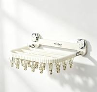 Séchoir à linge mural pliable Bright Pick avec ventouses et pinces multiples pour chaussettes et sous-vêtements