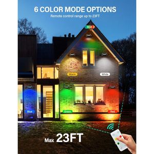 Solar <b>Wall</b> <b>Lights</b> Outdoor Led With <b>Remote</b> <b>Control</b> 6 Color Modes Warm Cool White Rgb Ip65 - Product Image 3