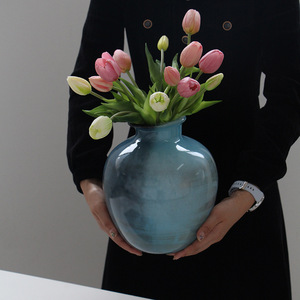 Florero Ovalado de Vidrio de Boca Pequeña, Elegante y de Colores, para Bodas y Baños, Venta al por Mayor - Product Image 2