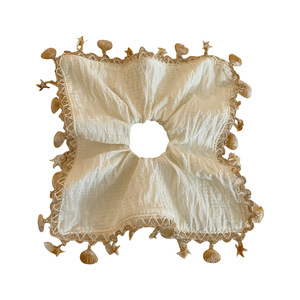Coletero Cuadrado de Tela con Colgante de Borla de Estrella de Mar y Concha, Estilo Bohemio de Playa, Elegante Diadema Cuadrada para Mujer, para Cola de Caballo - Product Image 5