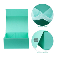 Boîte à vêtements de mariage en papier rigide pliable avec fermeture magnétique bleue de luxe personnalisée, boîtes cadeaux avec ruban