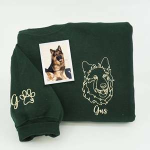 Sudadera con capucha con retrato de mascota bordada personalizada, regalo personalizado del Dí<span class=keywords><strong>a</strong></span> del <span class=keywords><strong>Padre</strong></span> para amantes de las mascotas, invierno, Otoño, tejido desgastado en 3D - Product Image 6