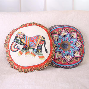 Futón Ecológico Hecho a Mano de Algodón y Lino con Diseño Art <span class=keywords><strong>Deco</strong></span> para Yoga y Meditación, Soporte de Postura para Principiantes, Forma Redonda - Product Image 6