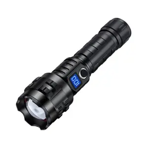 Most Professional High Version TYPE-C Rechargeable Digital Battery Display Aluminum High Power Flashlight With Rescue Hammer