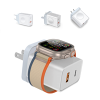 Cargador de Pared Rápido GaN 20W 1A1C PD de HNT OEM al por Mayor para Reino Unido/EE. UU./UE, Compatible con Apple Watch con Carga Inalámbrica Magnética y Protección Contra Incendios
