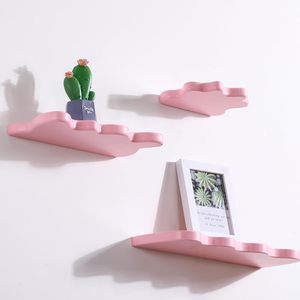Ensemble de 3 étagères flottantes Cloud Wave-Étagères murales roses de style danois pour chambre et salle de bain - Product Image 1