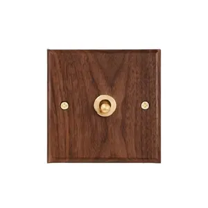 Solid Wood Panels Switch Retro Vintage Wall Switch Antique Brass Lever Walnut Wood Screw Button 1 Gang 2 Way 10A Toggle Switch