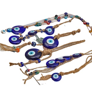 Colorido ojo griego guerra decoración protectora hogar coche colgante hecho vidrio espiritual cuerda de cáñamo inspirado ojos azules turcos - Product Image 1