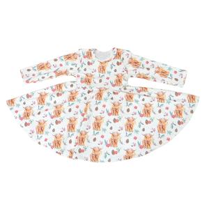 New Fashion Girl's Twirl <b>Dress</b> <b>Cow</b> <b>Printed</b> Baby Long Sleeve Boutique Baby <b>Dress</b> - Product Image 5