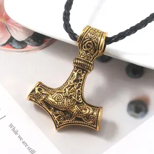 Mann Wikinger Norse Thor Hammer Mjolnir Anhänger Skandi navis che Schmuck Halskette - Product Image 4