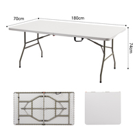 Table pliante en plastique blanc HOMFUL, 6 pieds (180 cm), HDPE, rectangulaire, table de banquet portable, vente en gros pour mariage, fête, événements, repas