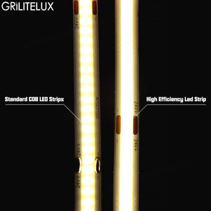 ไฟแถบ LED COB 24V ความสว่างสูง ประสิทธิภาพสูง 480LEDs/เมตร 140lm/วัตต์ ความสว่างสูง แถบยืดหยุ่น ขนาด 8 มม. PCB แสงวอร์ม นิวทรัล คูลไวท์ - Product Image 5