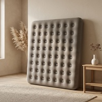 Matelas Gonflable Portable Simple avec Couche Supérieure Floquée, Lit d'Appoint de Camping de Haute Qualité pour Chambre et Hôtel