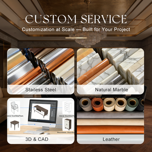 <span class=keywords><strong>Buffet</strong></span> d'entrée de salle à manger de luxe avec plateau en marbre, meuble de rangement en <span class=keywords><strong>bois</strong></span> avec tiroirs, console dorée <span class=keywords><strong>et</strong></span> armoire de cuisine en cuir <span class=keywords><strong>blanc</strong></span> - Product Image 4