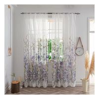 Usine En Gros Moderne Style Fleur Imprimé Sheer Rideau Polyester Fenêtre Rideaux Oeillet Tissé Technique pour Salon