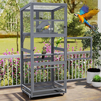 Volière d'extérieur moderne, simple et populaire, grande cage en bois pour perruches avec perchoir et nid