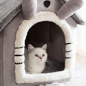 Casa para Gatos y Perros, Cama para Mascotas, Cueva para Gatos, Nido Suave de Felpa, Cálida Tienda para Cachorros con Cojín Extraíble y Lavable, Linda Casa para Mascotas - Product Image 3