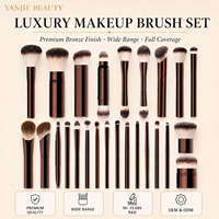 Ensemble de pinceaux de maquillage de luxe pour le visage et les lèvres, végan et sans cruauté, avec pinceau éventail, fabricant d'ensembles de pinceaux de maquillage de luxe YANJIE