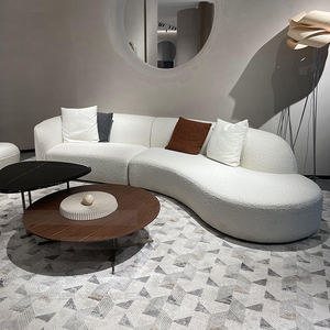 أريكة عصرية من القماش بتصميمات حديثة، كنبة بيضاء من الكشمير قماش بوكليه بتصميم خاص منحني لغرفة المعيشة الأكثر مبيعًا - Product Image 1