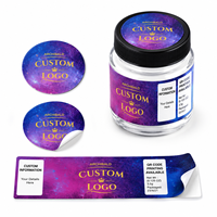 Étiquettes de bouteilles imperméables de marque OEM, étiquettes holographiques, autocollants pour bocaux, autocollants personnalisés pour l'emballage des bocaux en verre