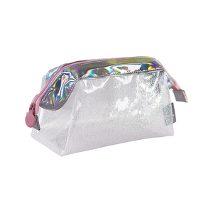 Custom Fashion Letter Portable Cosmetic Bag Zipper Closure | Shimmering Crinkle Texture Customizable Cosmetic PVC Bag - Product Image 2