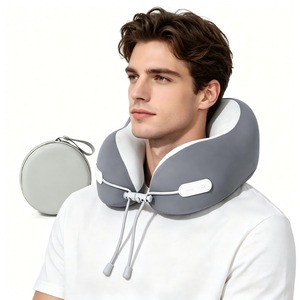 หมอนรองคอเมมโมรี่โฟมสีเทา รูปตัวยู พร้อมซิปเก็บของ - Product Image 1