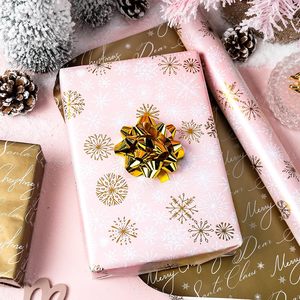Pink Christmas <b>Wrapping</b> <b>Paper</b> Roll Gold Snowflakes Reversible 46.8 Square Feet Recyclable Gift Craft - Product Image 5
