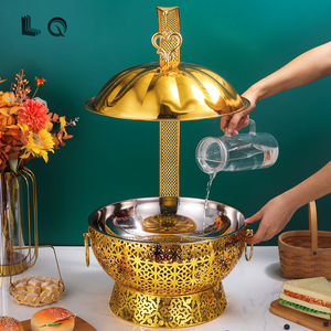 Plato de frotamiento colgante de acero inoxidable comercial de lujo, calentador de alimentos 6L 8L, adorno dorado, Hotel, <span class=keywords><strong>boda</strong></span>, banquete, Buffet, <span class=keywords><strong>Catering</strong></span> - Product Image 5