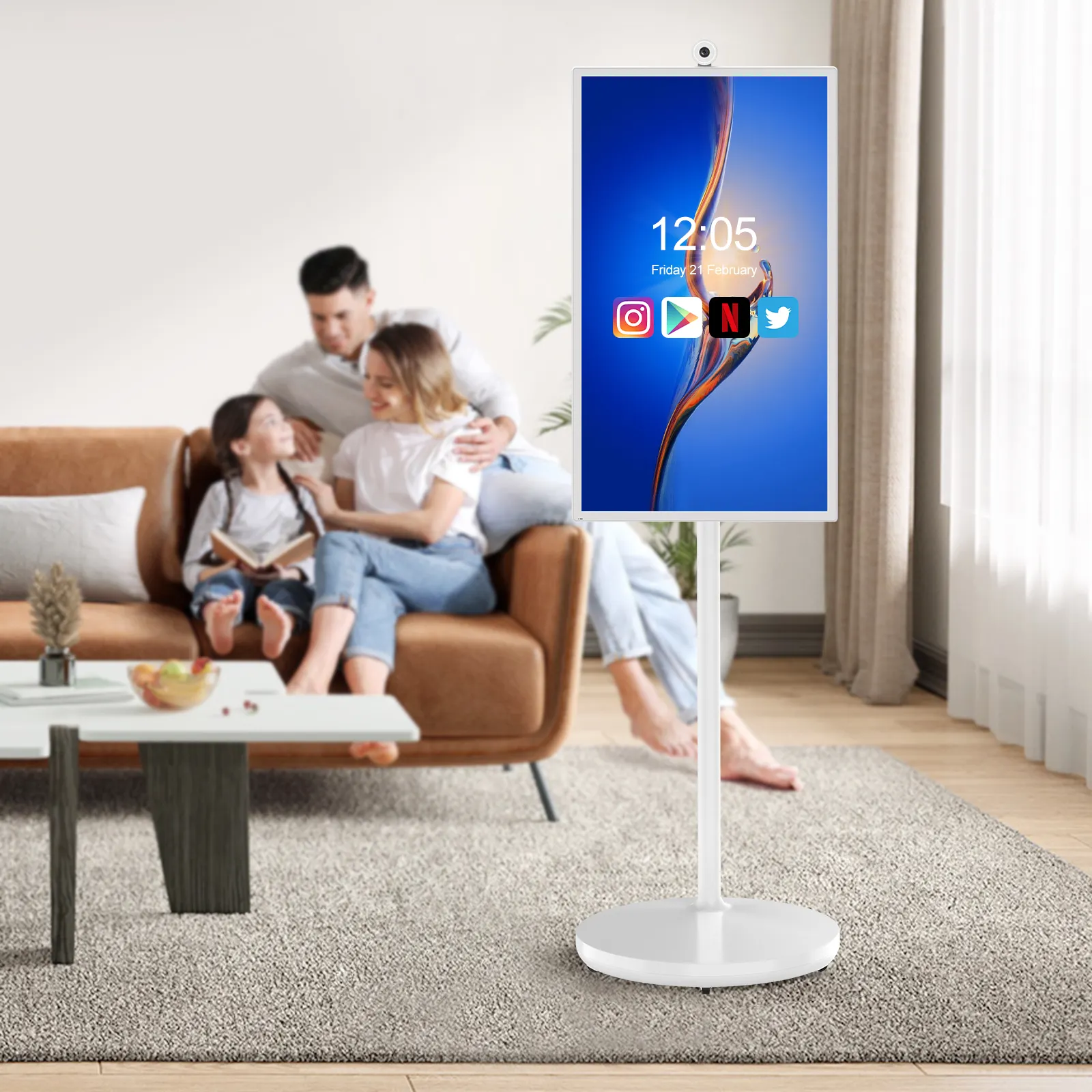 Ev iş oyun hareketli monitör görüntüler akıllı TV için 32 inç taşınabilir TV Lcd dokunmatik ekran bekleme bana