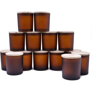 Pot à bougie givré avec couvercle, noir mat et blanc, 10 oz - Product Image 4