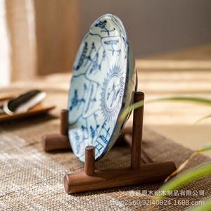 Wooden Tea Cake Rack Single Layer <b>Desktop</b> Display <b>Shelf</b> Retro Zen Style Solid Wood Tea Storage Organizer - Product Image 2