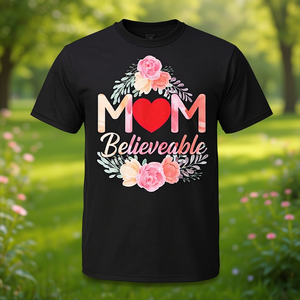 Camiseta Mum Believable Mothering Sunday con diseño floral para el día de la madre, cuello redondo negro - Product Image 3