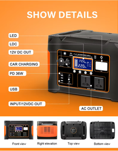 สถานีพลังงานแสงอาทิตย์ 1500W/1000W พร้อมแบตเตอรี่ LiFePO4 ระบบ MPPT คลื่นไซน์บริสุทธิ์ สำหรับกรณีฉุกเฉิน กิจกรรมกลางแจ้ง ตั้งแคมป์ เดินป่า ช่องเสียบ Type C และไฟฉาย - Product Image 6