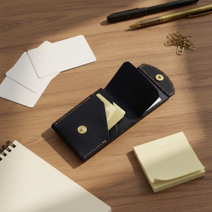 For Genuine Cow Hide Leather Open Closure Stone Vintage Short <b>RFID</b> Nylon Lining Anti Theft Portable Business ID <b>Wallet</b> 4 - Product Image 2