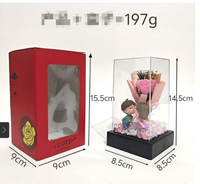 Bouquet de roses éternelles sous cloche en verre, savon parfumé, fleurs préservées, forme carrée, pour la fête des mères, la Saint-Valentin, les couples