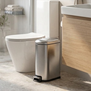 Cestino per Rifiuti in Acciaio Inox <span class=keywords><strong>da</strong></span> 10L Personalizzato per Bagno, con Pedale e Coperchio a Chiusura Morbida, Rettangolare - Product Image 1