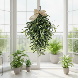 Couronne d'olivier en plastique <span class=keywords><strong>Grace</strong></span> New Beginnings de 60*40 cm avec nœud pour la décoration de porte au printemps et en été - Product Image 3