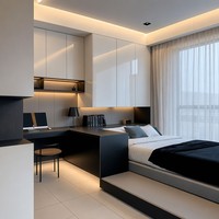 Ensemble de meubles de chambre à coucher modernes et personnalisés, système intégré multifonctionnel avec armoire, lit et bureau, meubles modulaires pour appartement