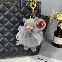 Porte-clés Pom Pom Pom Pom en Fourrure de Lapin, Porte-clés Fluffy, Porte-clés de Voiture, Charme de Sac, Cadeau, Porte-clés en Fourrure