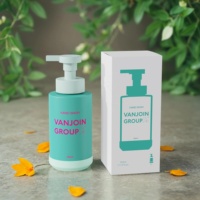 Bouteille en verre de lavage des mains de 350ml avec pompe à mousse fond rond boîte cadeau pliante personnalisée disponible bouteille à pompe colorée