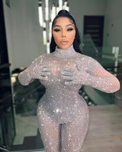 NOVANCE Y1738-B Produits à Chaud 2022 Vêtements Diamant Paillettes Rivet Grande Taille Combinaisons Sexy Transparent Scintillant <span class=keywords><strong>Combishort</strong></span> - Product Image 2