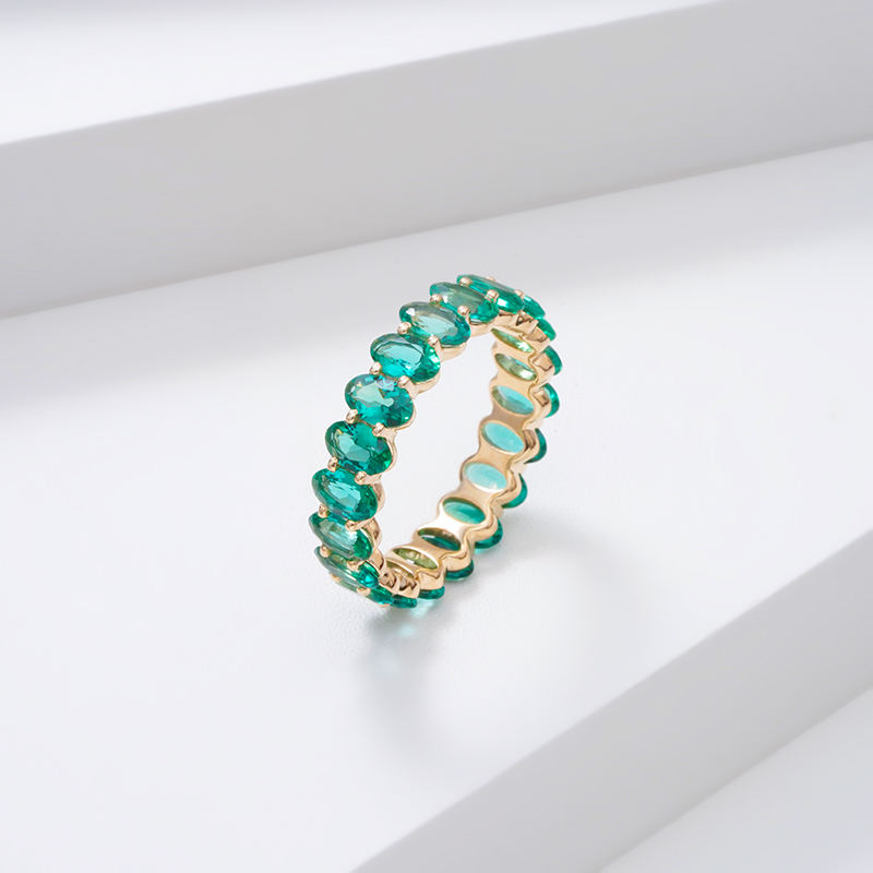 แหวนทอง14K พร้อมมรกตห้องปฏิบัติการ