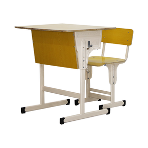 Ensemble de bureau et de chaise d'école à hauteur réglable, plateau en MDF, cadre en acier, mobilier pour étudiants pour la salle de classe - Product Image 1