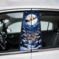 Autocollant de Noël pour montant B de voiture, motif traîneau du Père Noël et rennes, 2 pièces, décoration de colonne centrale de fenêtre de voiture pour les fêtes d'hiver, en PVC imperméable