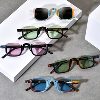 Lunettes de soleil Borregls multicolores en acétate pour femmes, de haute qualité, rétro, carrées, semi-cerclées, verres miroir UV400, pour homme 19352